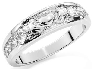 Diamond Silver Claddagh Ring