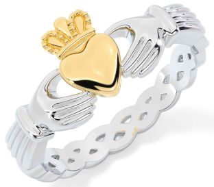 Gold Silver Celtic Claddagh Ring