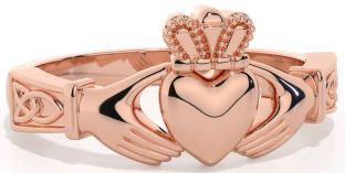 Rose Gold Claddagh Celtic Trinity Knot Ring