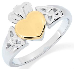 Gold Silver Claddagh Celtic Trinity Knot Ring