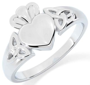 Silver Claddagh Celtic Trinity Knot Ring