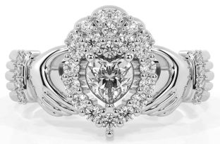 Diamond Silver Claddagh Ring