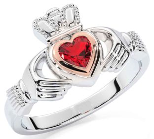 Ruby Rose Gold Silver Claddagh Ring