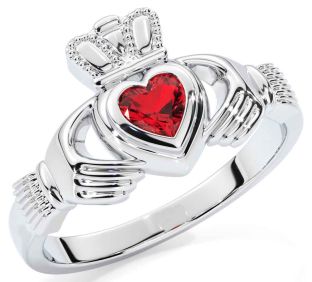 Ruby Silver Claddagh Ring