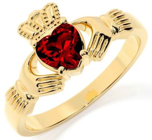 Garnet Gold Claddagh Ring