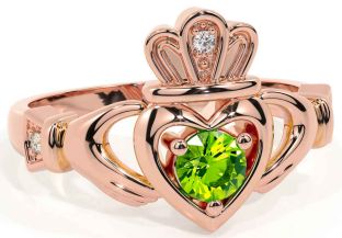 Peridot Rose Gold Claddagh Ring