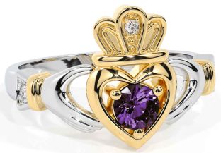 Alexandrite Gold Silver Claddagh Ring
