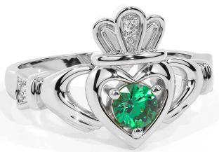 Emerald White Gold Claddagh Ring