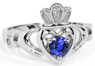 Sapphire White Gold Claddagh Ring