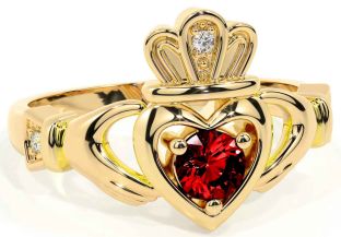 Garnet Gold Claddagh Ring
