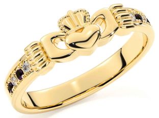 Diamond Alexandrite Gold Silver Claddagh Ring