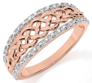 Diamond Rose Gold Silver Celtic Ring