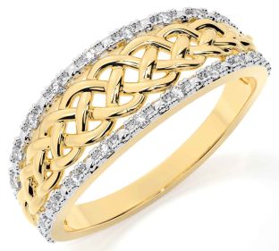 Diamond Gold Silver Celtic Ring