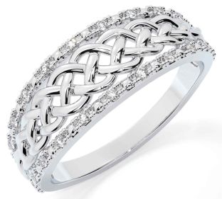 Diamond Silver Celtic Ring
