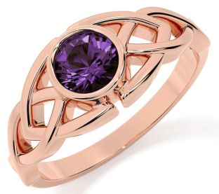 Alexandrite Rose Gold Silver Celtic Trinity Knot Ring