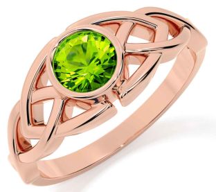 Peridot Rose Gold Silver Celtic Trinity Knot Ring