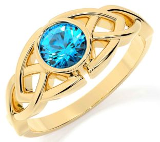 Topaz Gold Silver Celtic Trinity Knot Ring