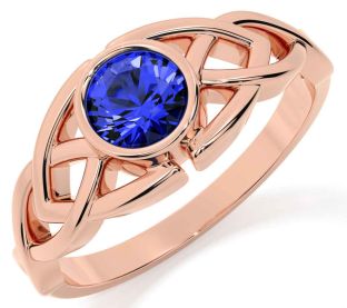 Sapphire Rose Gold Celtic Trinity Knot Ring