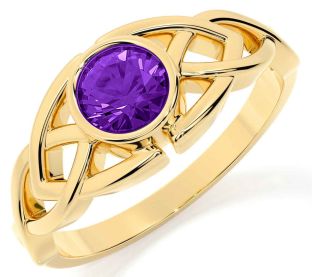 Amethyst Gold Celtic Trinity Knot Ring