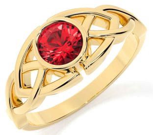 Ruby Gold Celtic Trinity Knot Ring