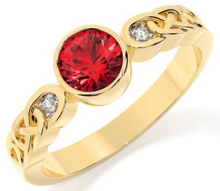 Diamond Ruby Gold Celtic Trinity Knot Ring