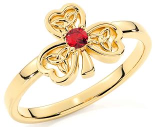 Ruby Gold Silver Shamrock Ring
