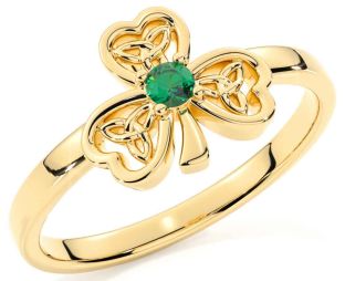 Emerald Gold Shamrock Ring