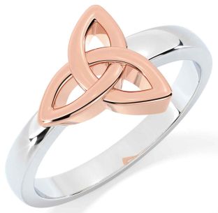 White Rose Gold Celtic Trinity Knot Ring