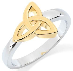 White Yellow Gold Celtic Trinity Knot Ring