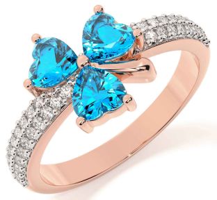Diamond Topaz Rose Gold Shamrock Ring