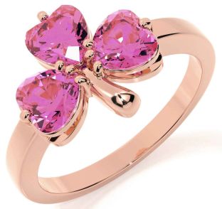 Pink Tourmaline Rose Gold Silver Shamrock Ring