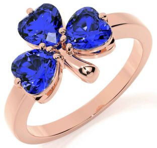Sapphire Rose Gold Silver Shamrock Ring