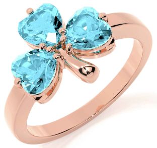 Aquamarine Rose Gold Shamrock Ring