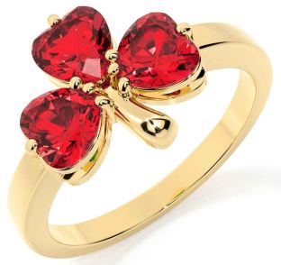 Ruby Gold Shamrock Ring