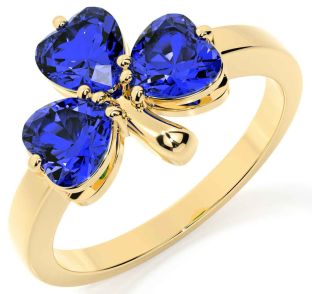 Sapphire Gold Shamrock Ring