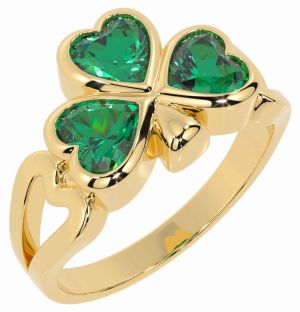 Men's Emerald Gold Silver Shamrock Ring