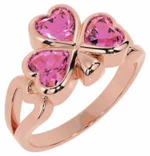Men's Pink Tourmaline Rose Gold Shamrock Ring