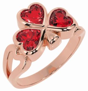 Men's Ruby Rose Gold Shamrock Ring