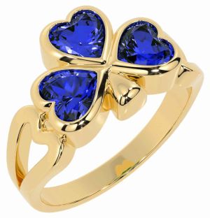 Men's Sapphire Gold Shamrock Ring