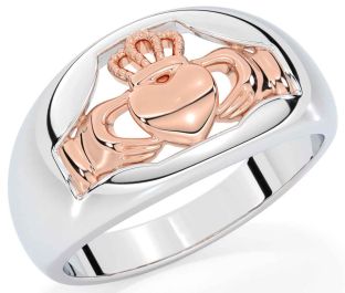 Rose Gold Silver Claddagh Ring
