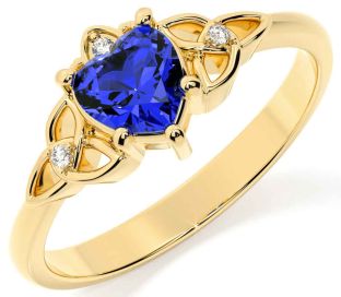 Diamond Sapphire Gold Silver Celtic Trinity Knot Ring