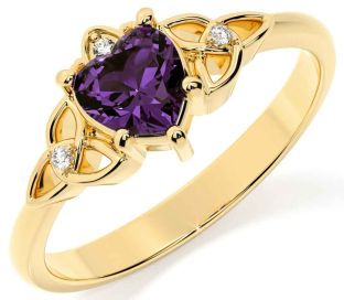 Diamond Alexandrite Gold Celtic Trinity Knot Ring