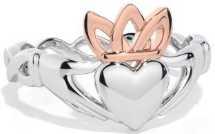 Rose Gold Silver Celtic Claddagh Ring