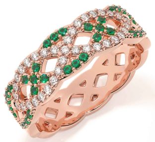 Diamond Emerald Rose Gold Silver Infinity Ring