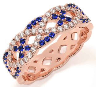 Diamond Sapphire Rose Gold Silver Infinity Ring