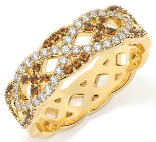Diamond Citrine Gold Silver Infinity Ring