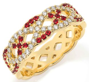 Diamond Ruby Gold Silver Infinity Ring