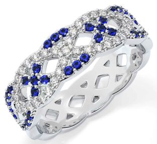 Diamond Sapphire Silver Infinity Ring
