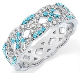 Diamond Aquamarine White Gold Infinity Ring