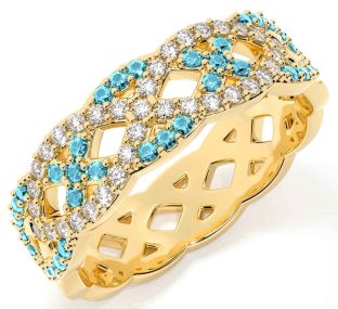 Diamond Aquamarine Gold Infinity Ring